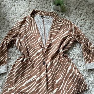 Brown and white zebra print vintage retro unique fun blazer with a relax…